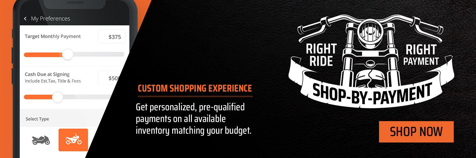 Click here for our Shop-By-Payment experience!  Get personalized, pre-qualified payments on all available inventory matching your budget.  No impact on your credit.  No obligation to buy. Private and secure.